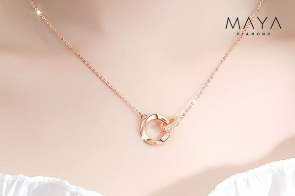 Dây chuyền 2 vòng tròn đan