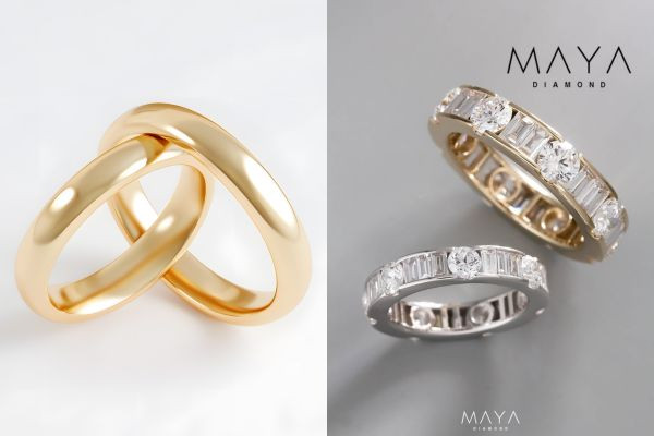 Nhẫn cưới trơn hay nhẫn kim cương