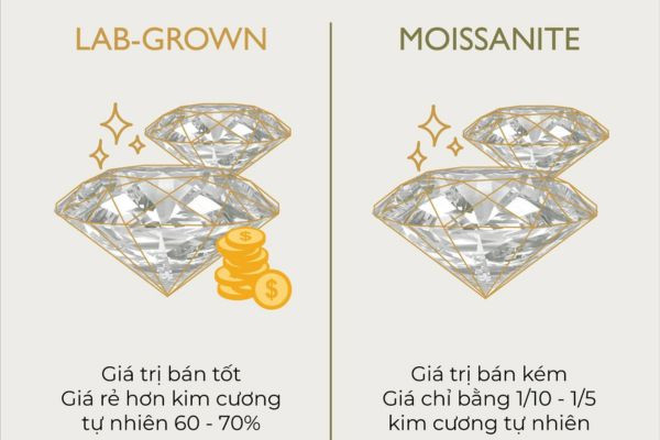 kim cương lab grown và moissanite