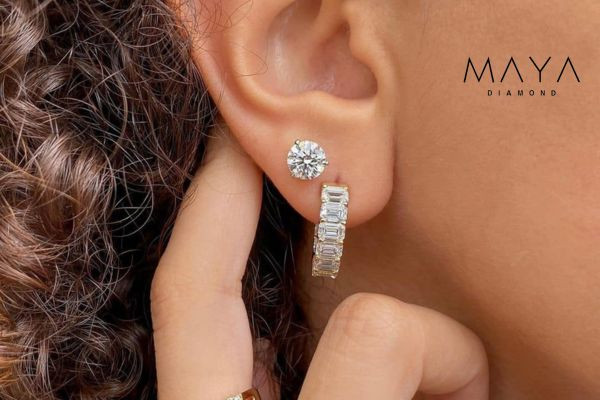 Bông tai kim cương moissanite rẻ, đẹp