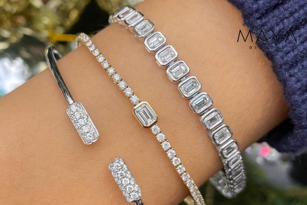 Lắc tay open cuff full kim cương
