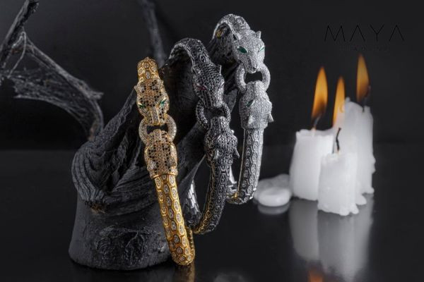 Mẫu vòng tay vàng đầu báo uy nghiêm cho nam