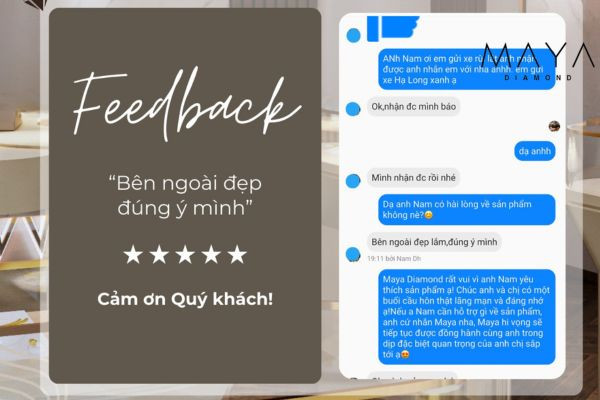 Feedback của khách hàng khi mua nhẫn tại Maya Diamond