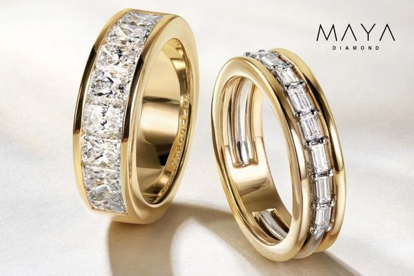 Mẫu nhẫn đôi vàng vàng full kim cương