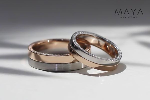 Nhẫn cưới kim cương 2 màu