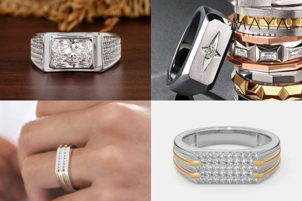 Nhẫn nam dáng Flat top