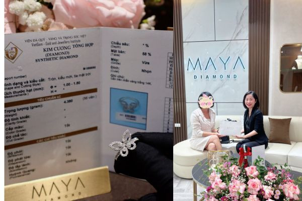 Mua nhẫn kim cương nhân tạo Radiant tại Maya Diamond