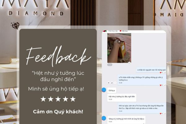 Feedback khách hàng khi mua nhẫn kim cương nhân tạo tại Maya Diamond