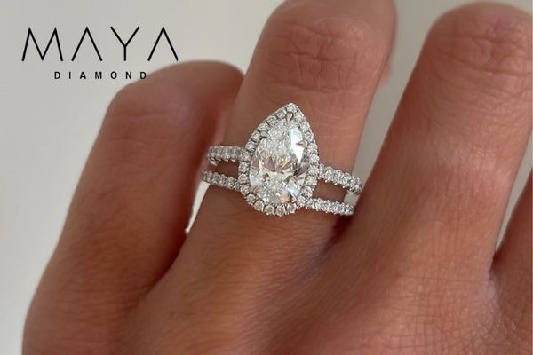 Nhẫn lab grown diamond style Pear cut