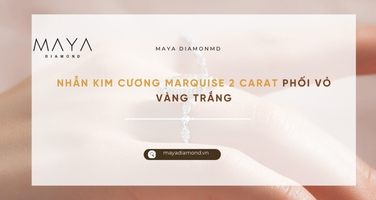 NHẪN KIM CƯƠNG MARQUISE 2 CARAT PHỐI VỎ VÀNG TRẮNG