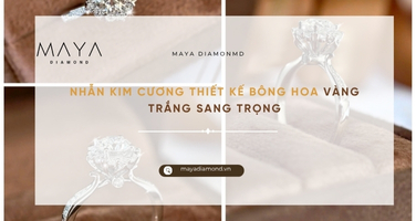 NHẪN KIM CƯƠNG THIẾT KẾ BÔNG HOA VÀNG TRẮNG SANG TRỌNG